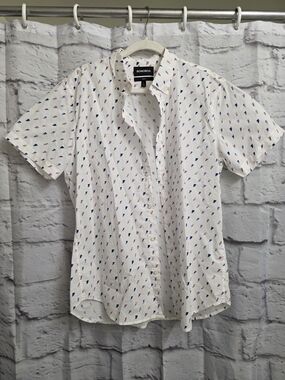 Bonobos White Short-Sleeve Button-Up Shirt with Blue & Pink Print